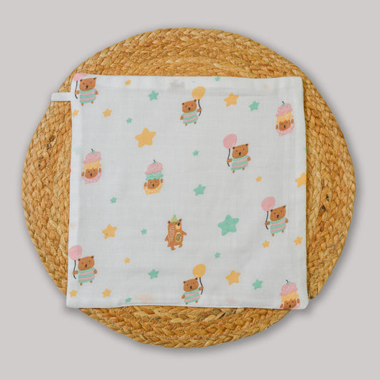 Balloon Bear Organic Cotton Muslin Wipes – 3 Layer, 27x27 cm