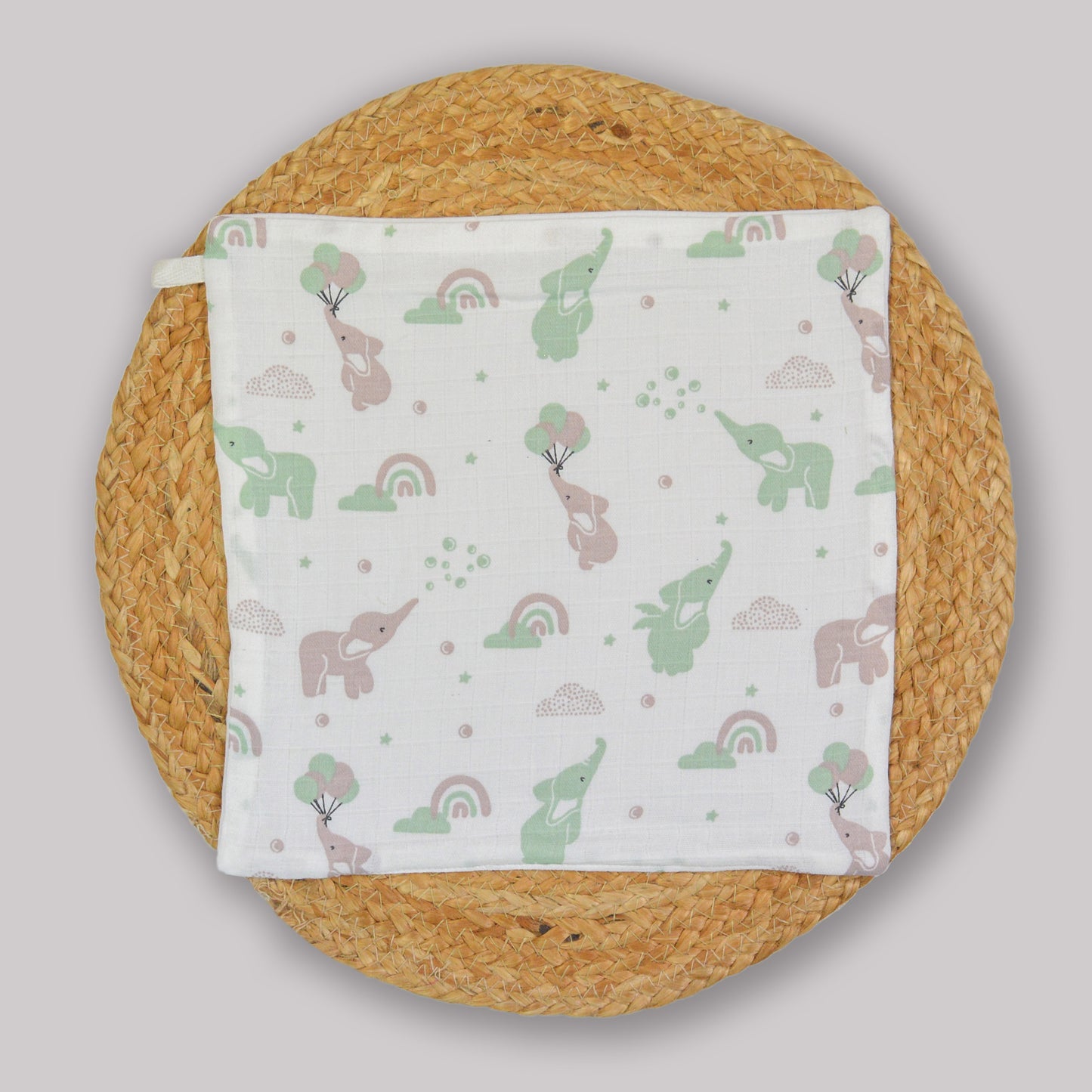 Balloon Elephant Organic Cotton Muslin Wipes – 3 Layer, 27x27 cm