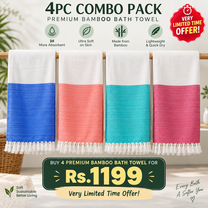 Bamboo Bath Towels Combo (Pack of 4)
