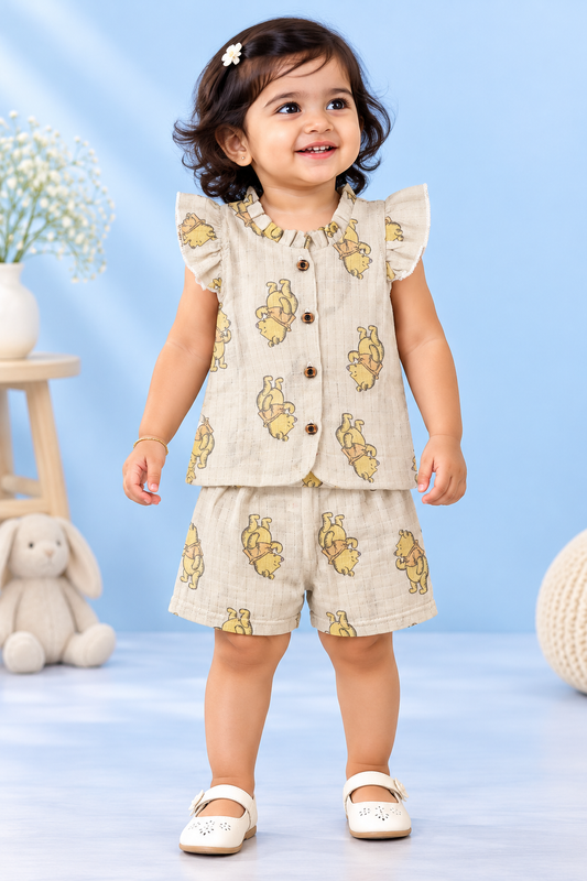 Girl Baby Muslin Co-Ord Set - Double Layer
