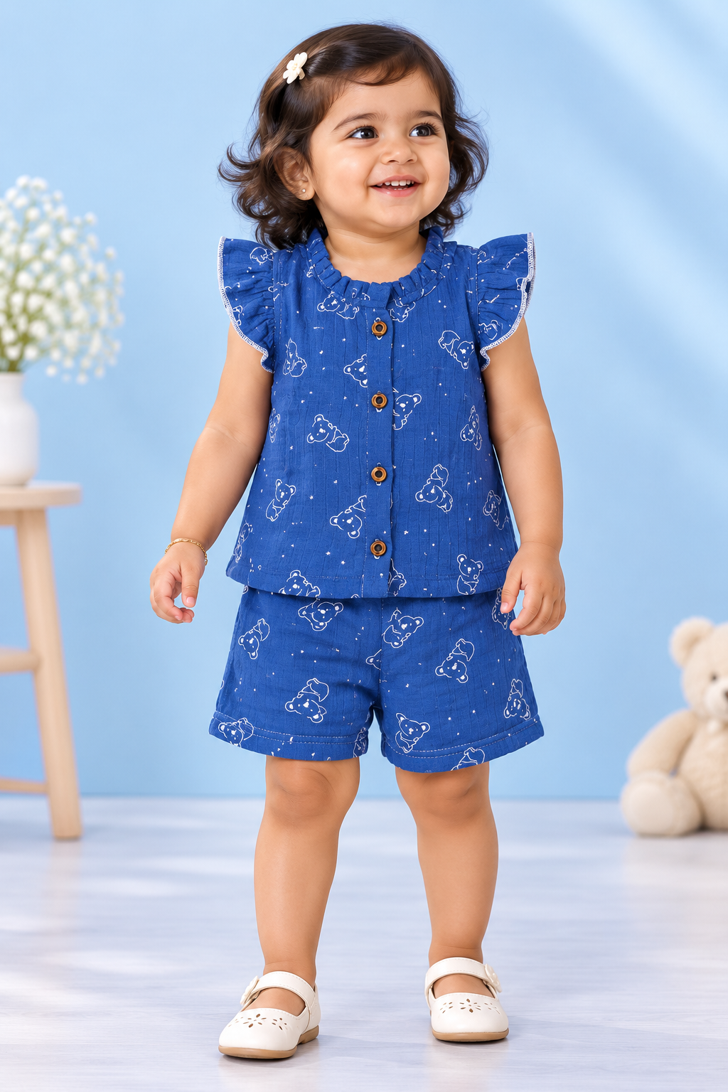 Girl Baby Muslin Co-Ord Set - Double Layer