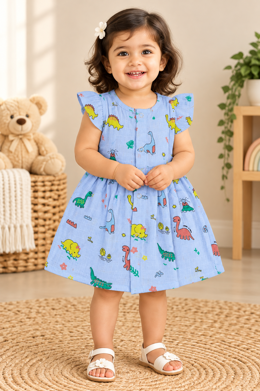 Ruffle Sleeve Baby Muslin Frock