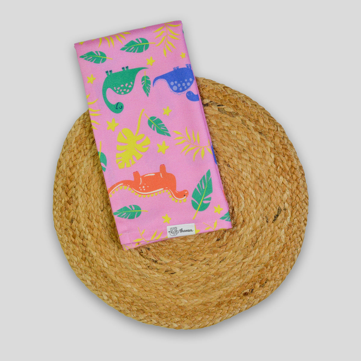 Blush Pink Dino Bamboo Bath Towel for Kids – Ultra Soft, 3X Absorbent, Antibacterial (60x120 cm)