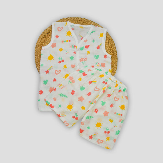 Cherry Muslin Co-Ord Set (0-3 months)