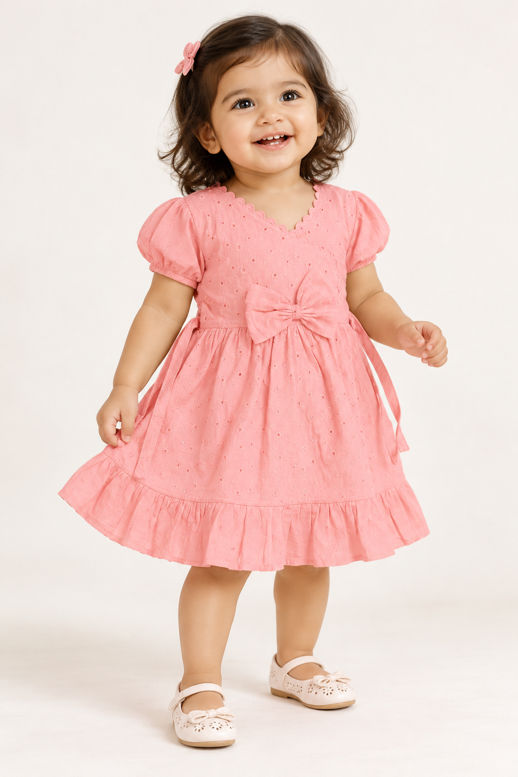 Baby Girl Eyelet Embroidered Frock