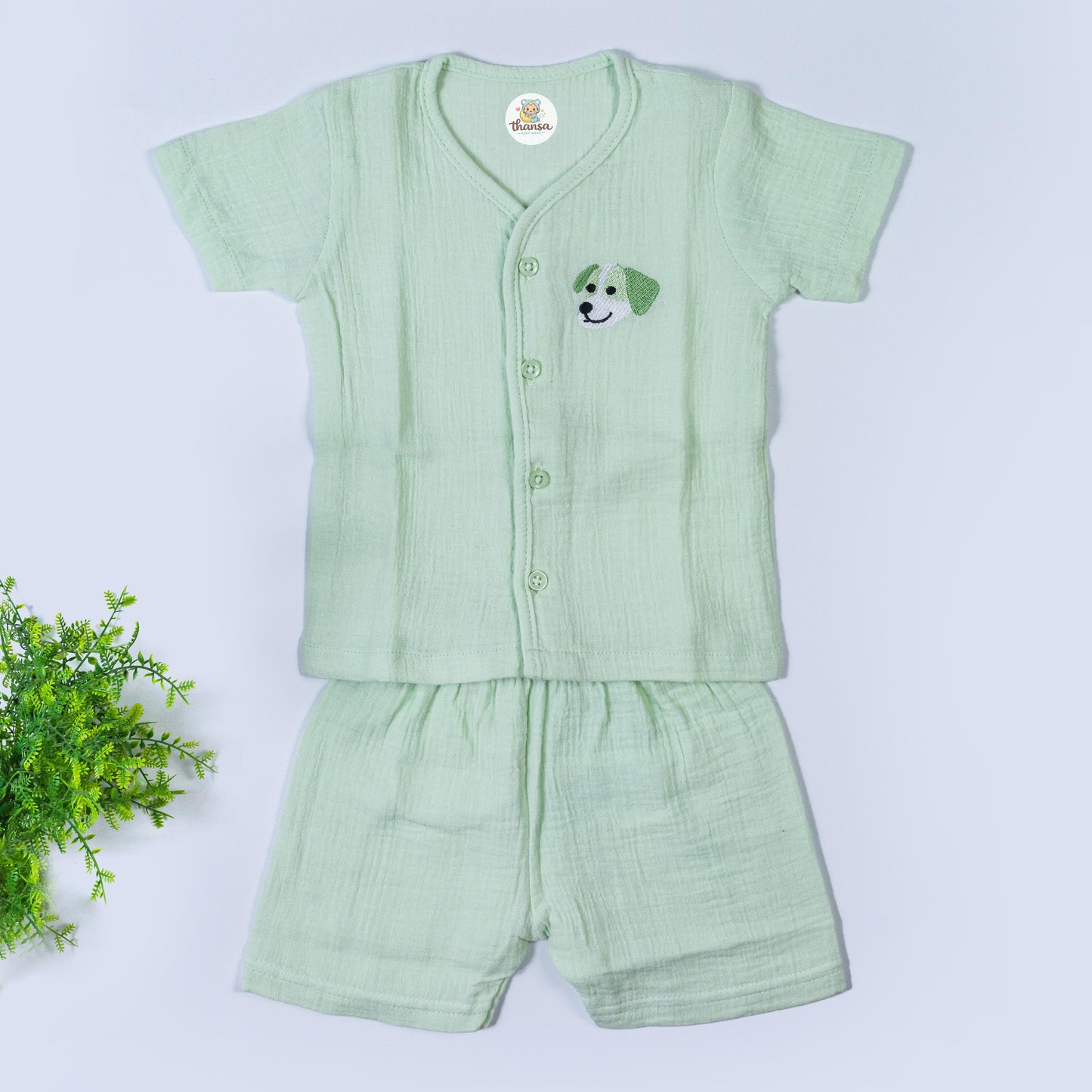 Crinkled Muslin Co Ord Set (0-3 months)