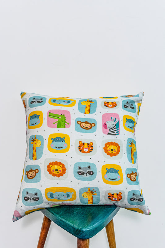 Little Jungle Friends Printed Cushion Cover for kids & Babies Room