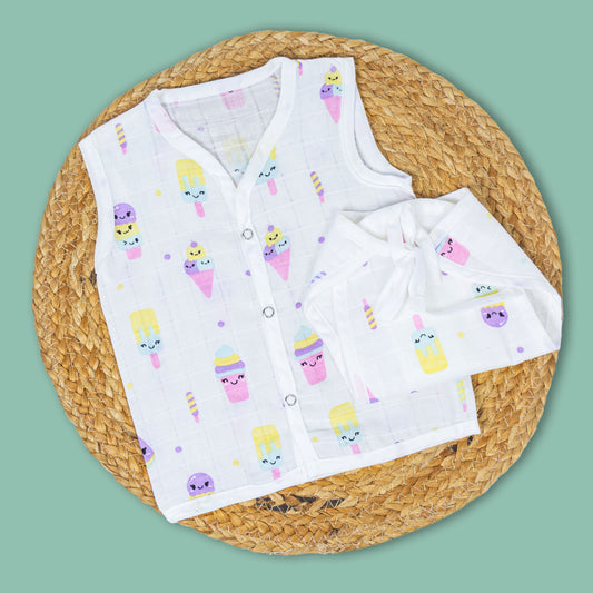 Ice cream Organic Muslin jablas Nappy set