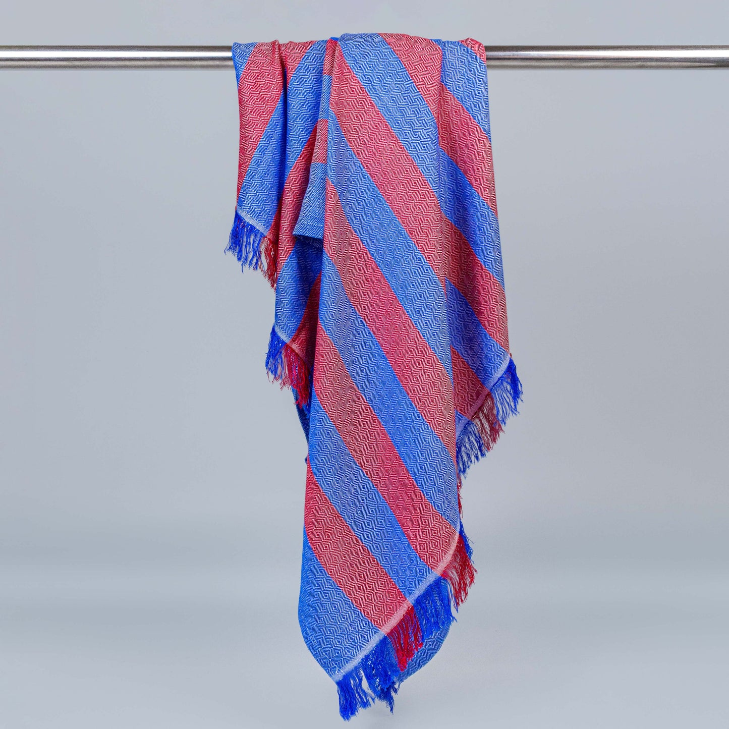Blue Maroon Diamond Bamboo Bath Towel 90x160cm (Large)