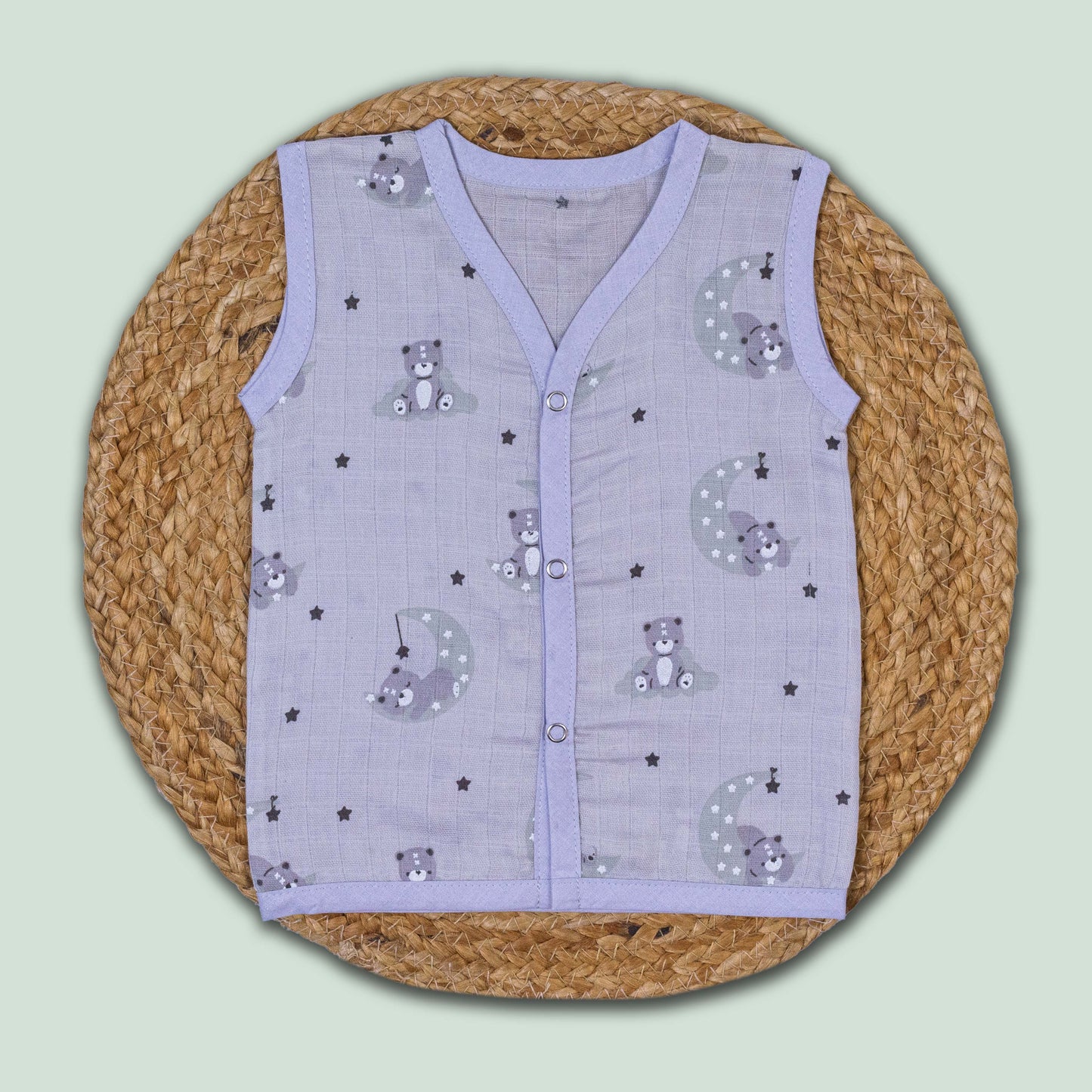 Grey Teddy Cotton Muslin Jabla (3-6 months)
