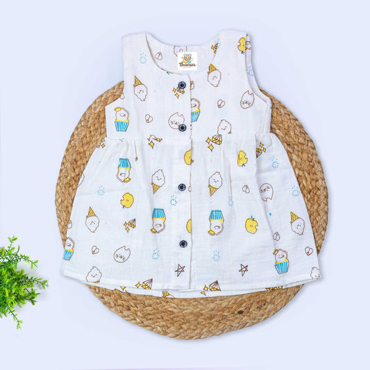Muslin Sleeveless Frock (0-3 months)