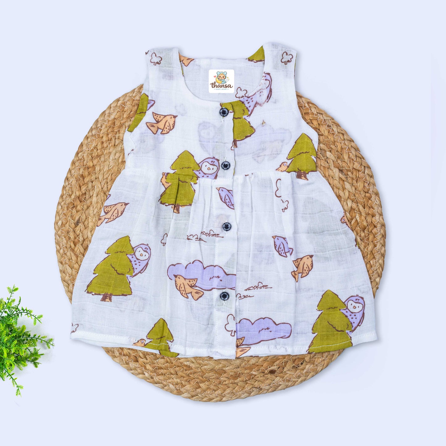 Muslin Sleeveless Frock (3-6 months)