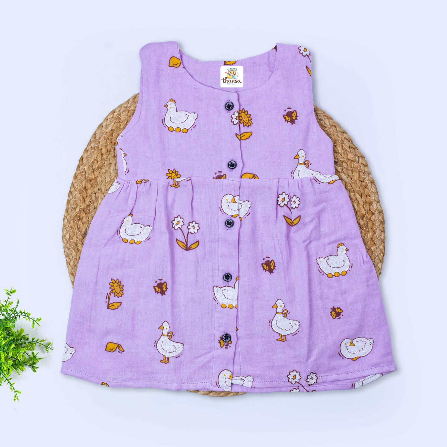 Muslin Sleeveless Frock (0-3 months)