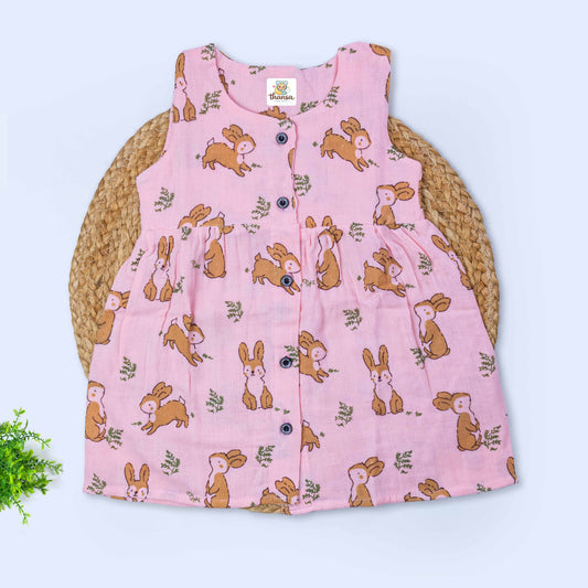 Muslin Sleeveless Frock (0-3 months)