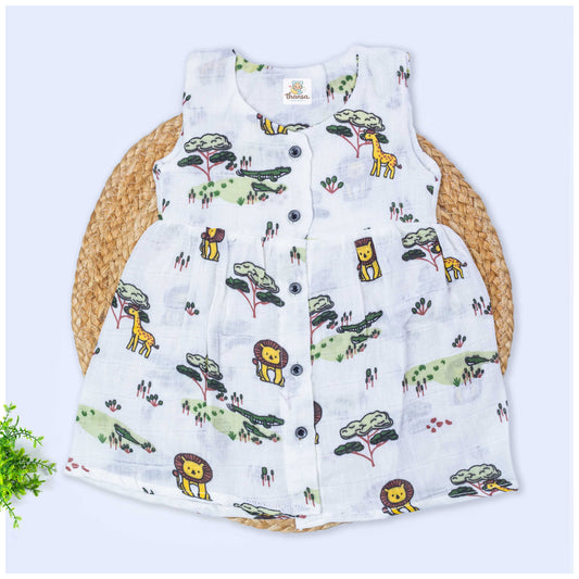 Muslin Sleeveless Frock (3-6 months)