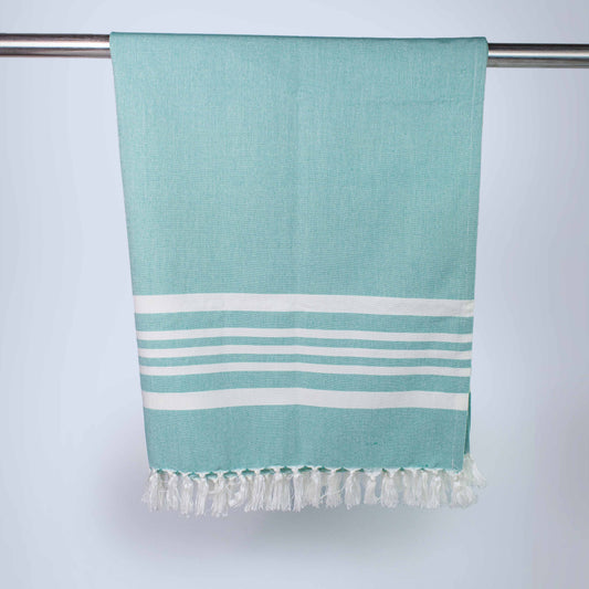 Cotton Bamboo Bath Towel - Mint Green Stripe
