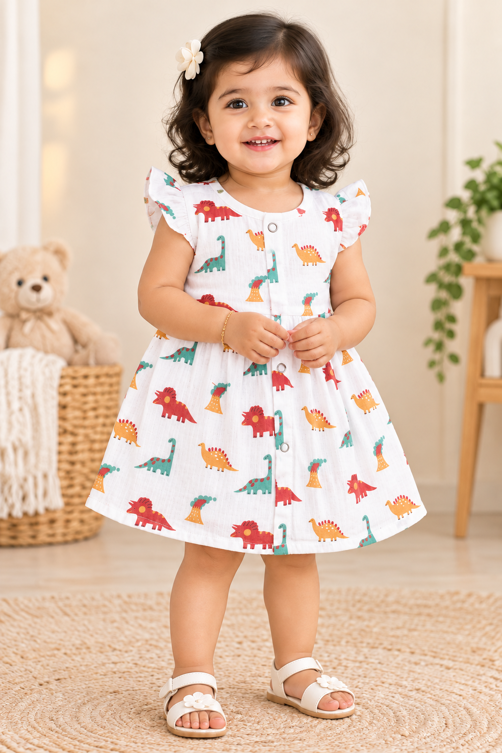 Ruffle Sleeve Baby Muslin Frocks