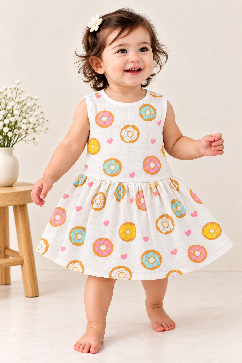 Sleeveless Muslin Frock