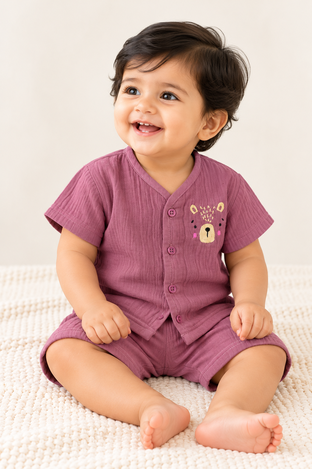 Muslin Baby Co-Ord Set – Short Sleeve Shirt & Shorts