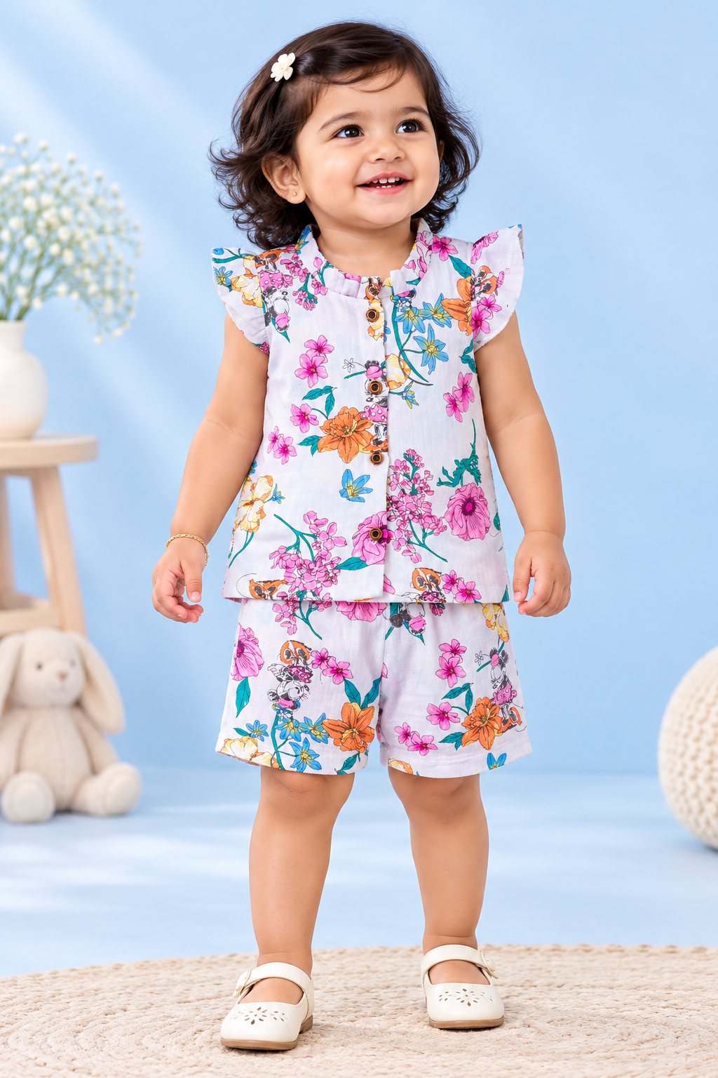 Girl Baby Muslin Co-Ord Set - Double Layer