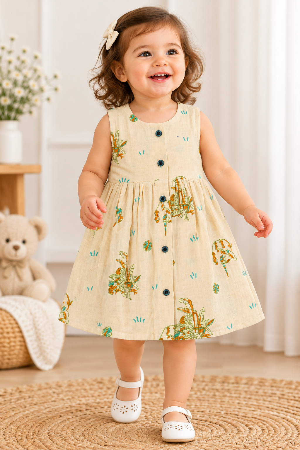 Sleeveless Muslin Frock