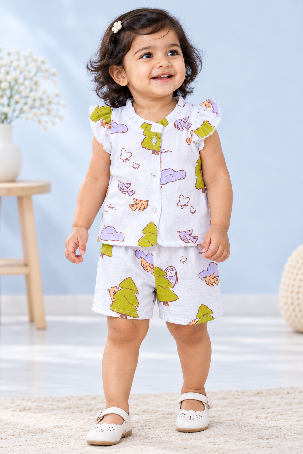Girl Baby Muslin Co-Ord Set - Double Layer