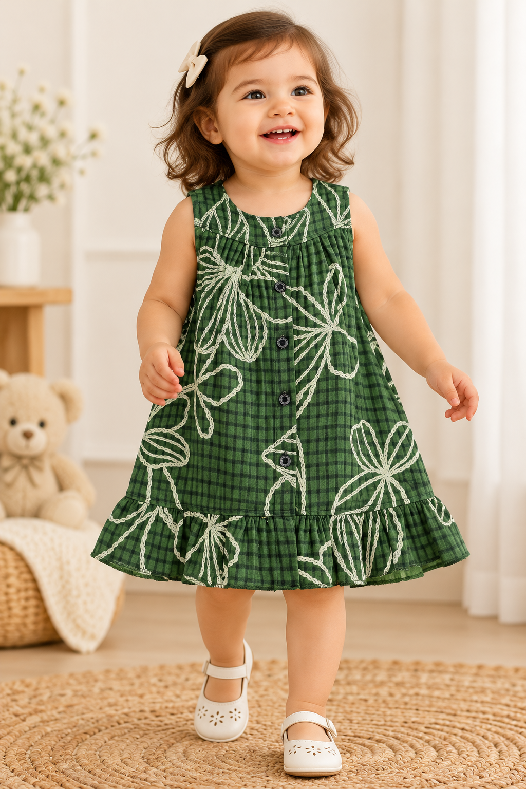 Sleeveless Muslin Frock