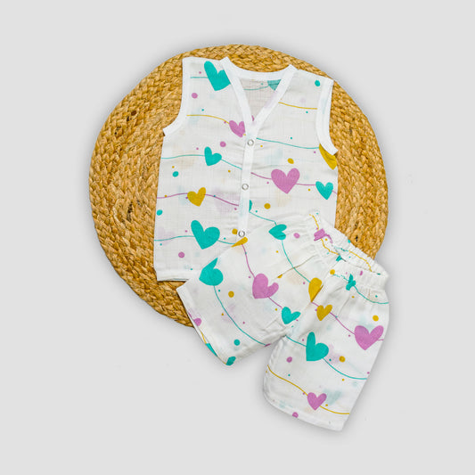 Heart Muslin Co-Ord Set (3-6 months)