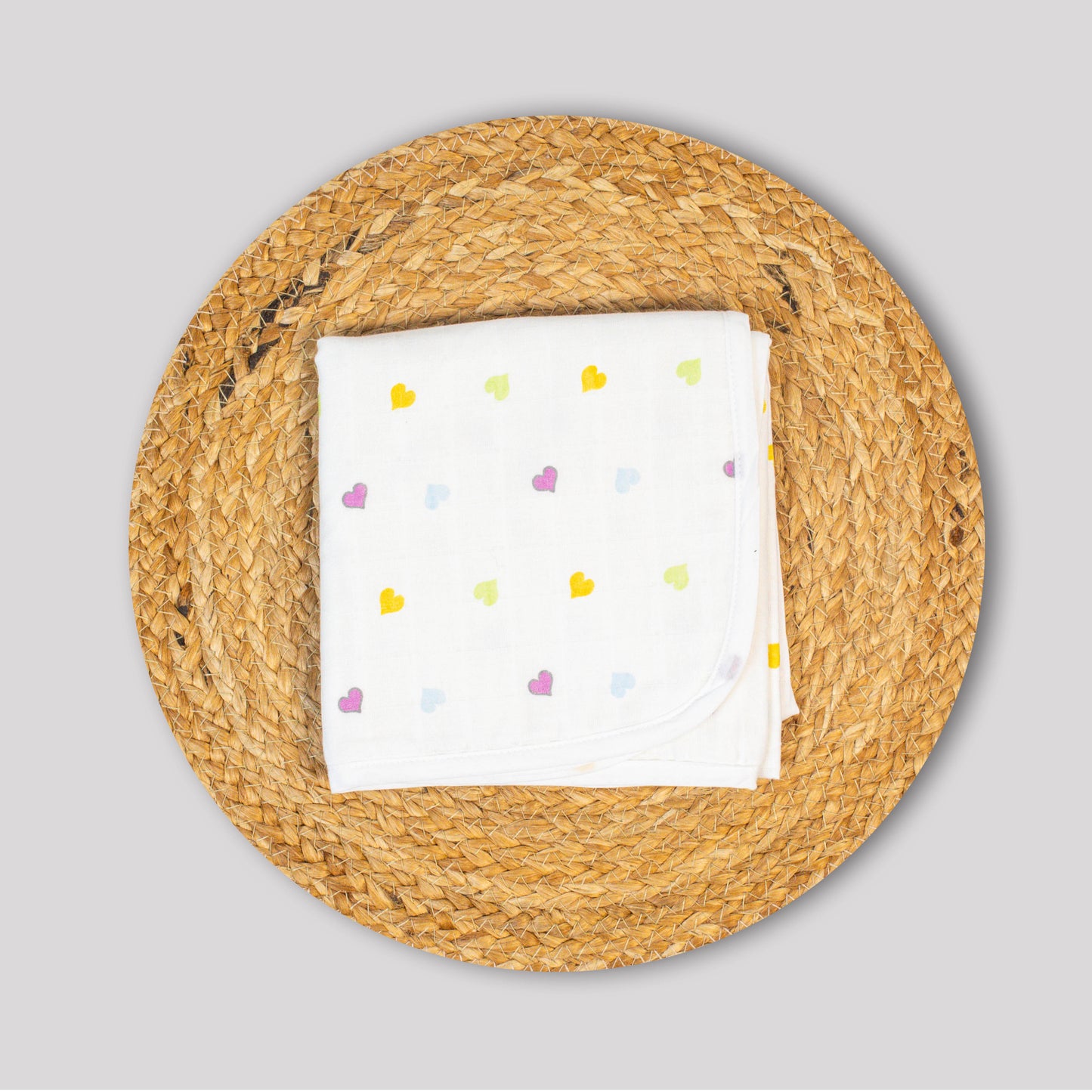 Tiny Heart Organic Cotton Muslin Hooded Baby Towel (75x75 cm)