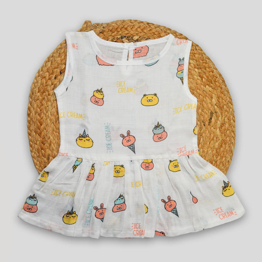 Ice Cone Cotton Muslin Frock (3-6 months)