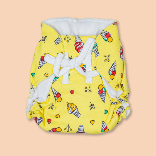 Ice Cream Print Reusable Cloth Diaper (New Born - 6 months)