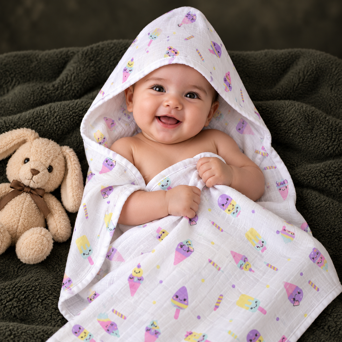 Muslin Baby Hooded Cap Towel