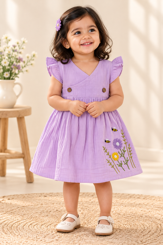 Floral Embroidered Muslin Frock