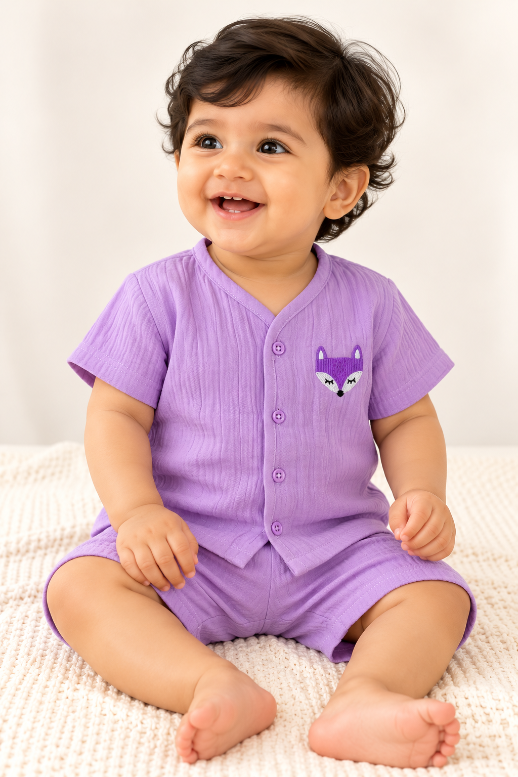Muslin Baby Co-Ord Set – Short Sleeve Shirt & Shorts
