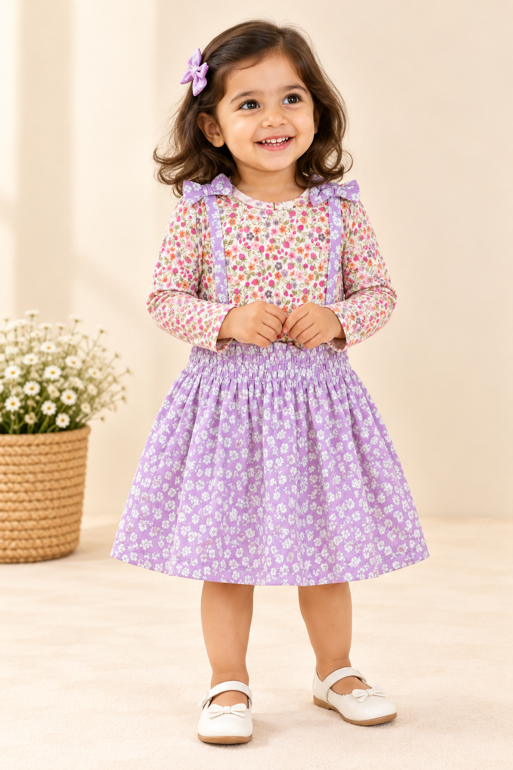 Girls Full Sleeve Ribbed Frock