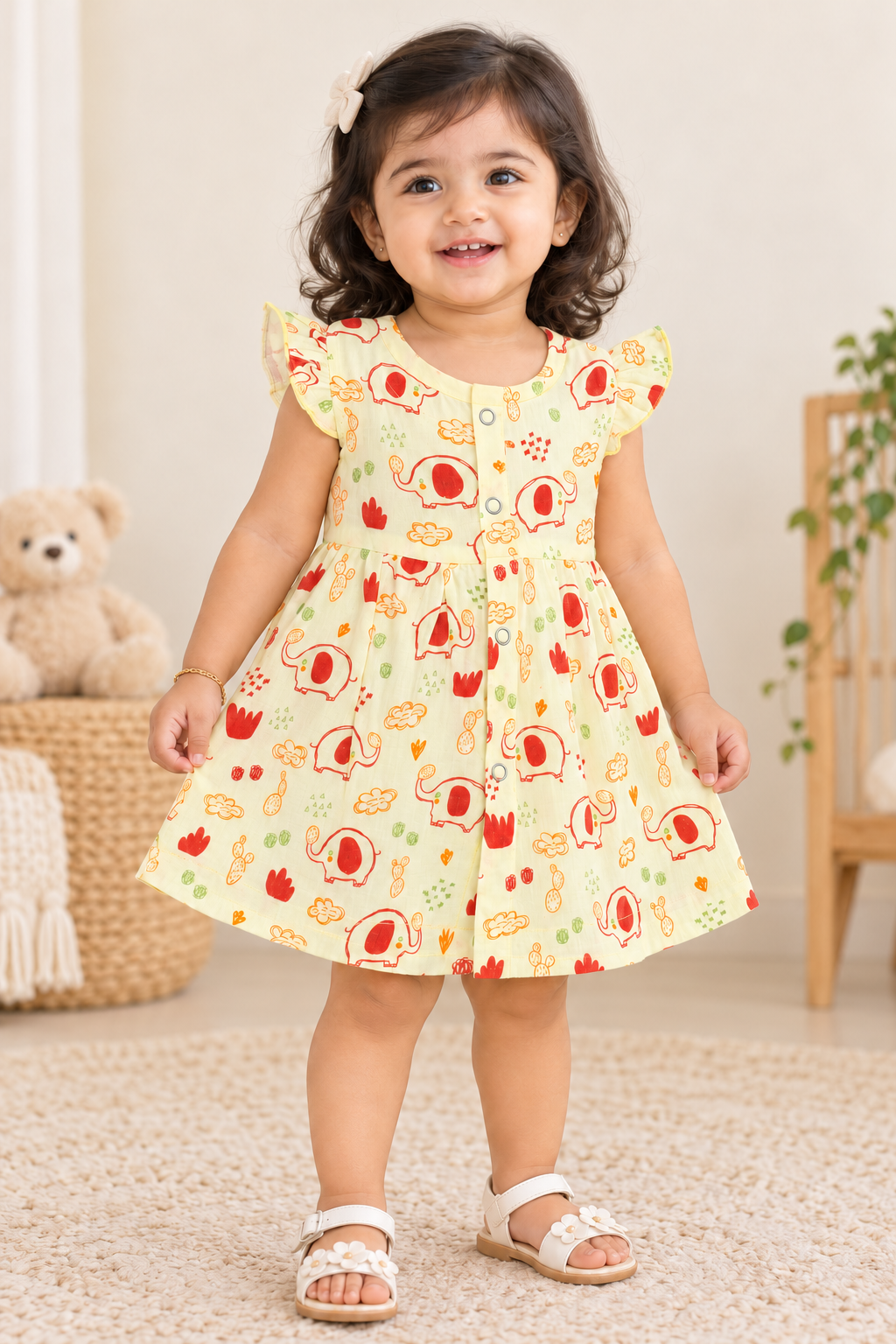 Ruffle Sleeve Baby Muslin Frocks