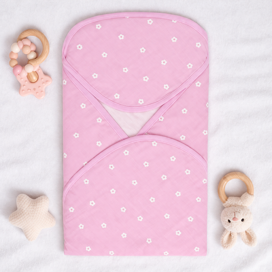 Organic Cotton Muslin Hooded Towel 75x75cm