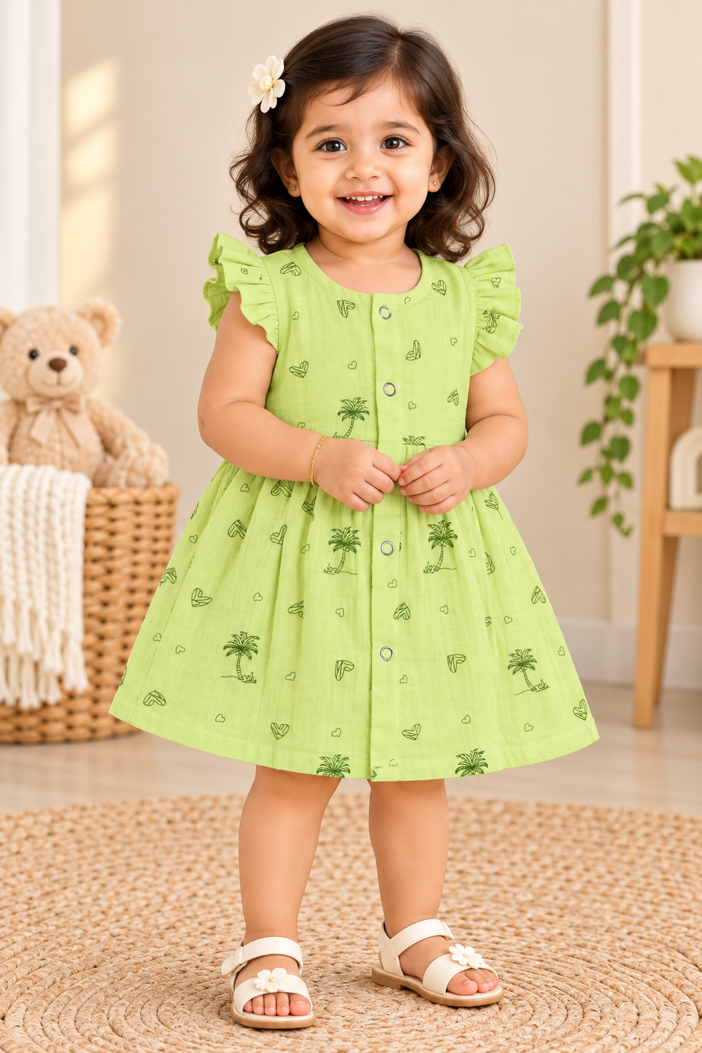 Ruffle Sleeve Baby Muslin Frock