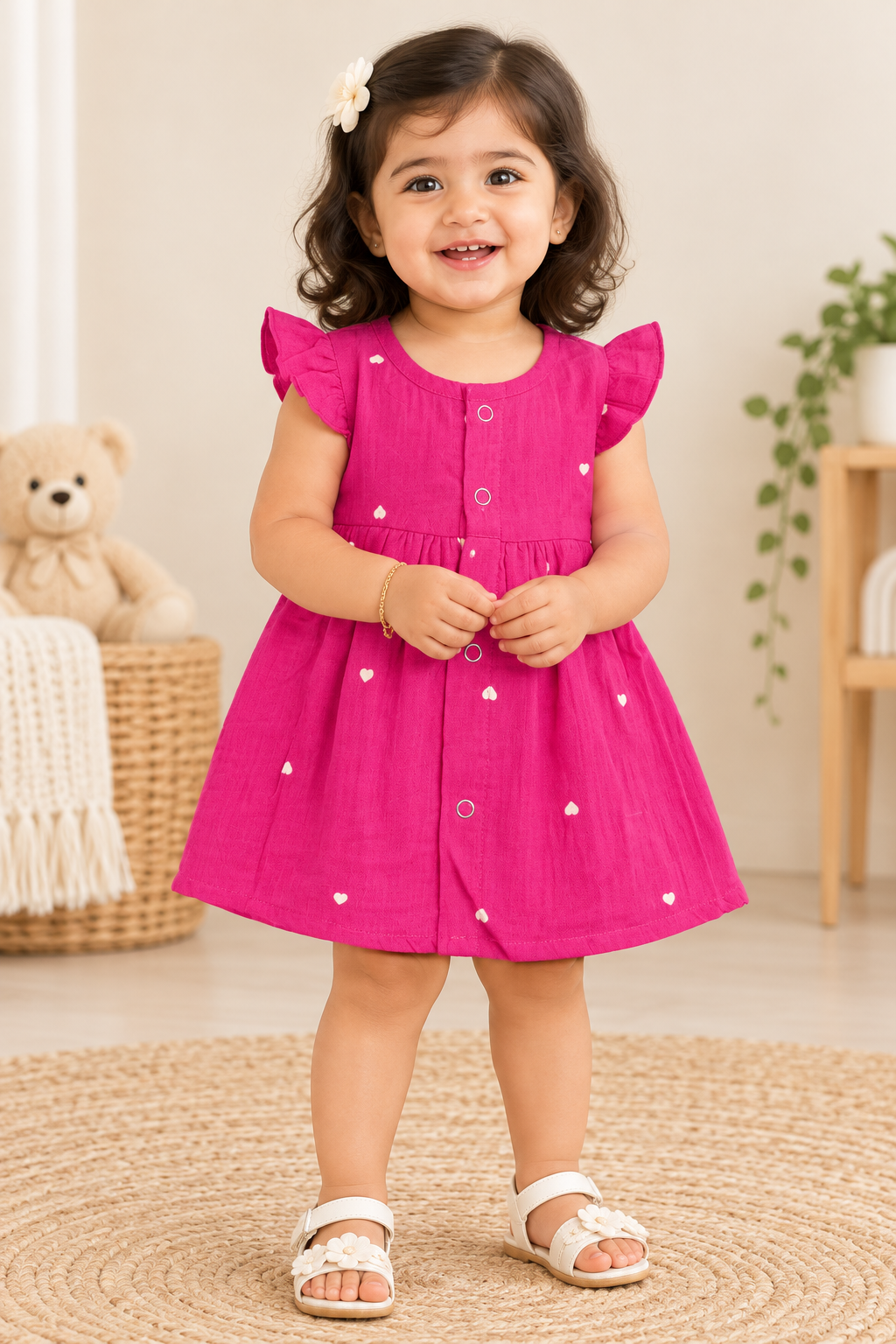 Ruffle Sleeve Baby Muslin Frocks