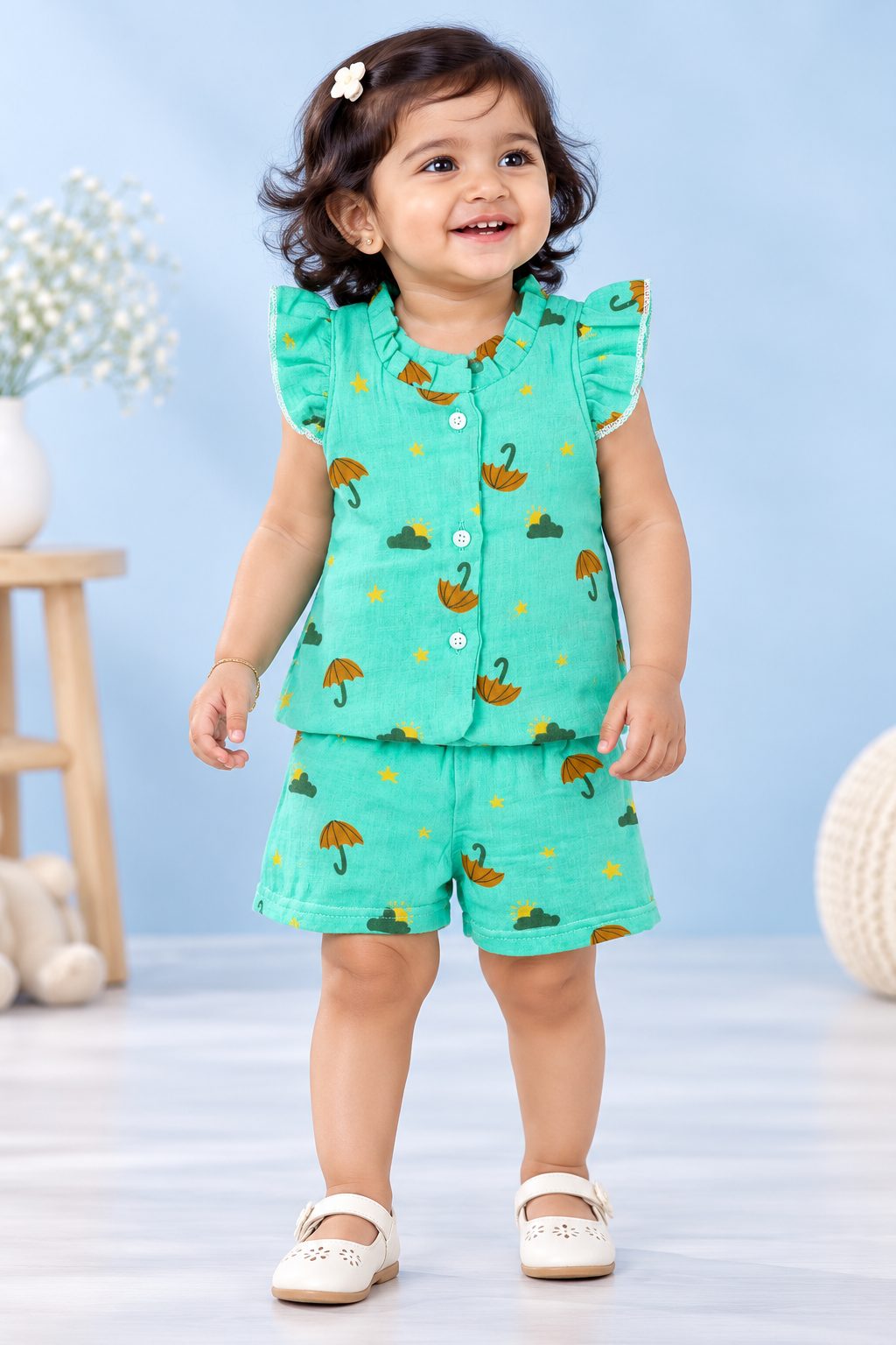 Girl Baby Muslin Co-Ord Set - Double Layer