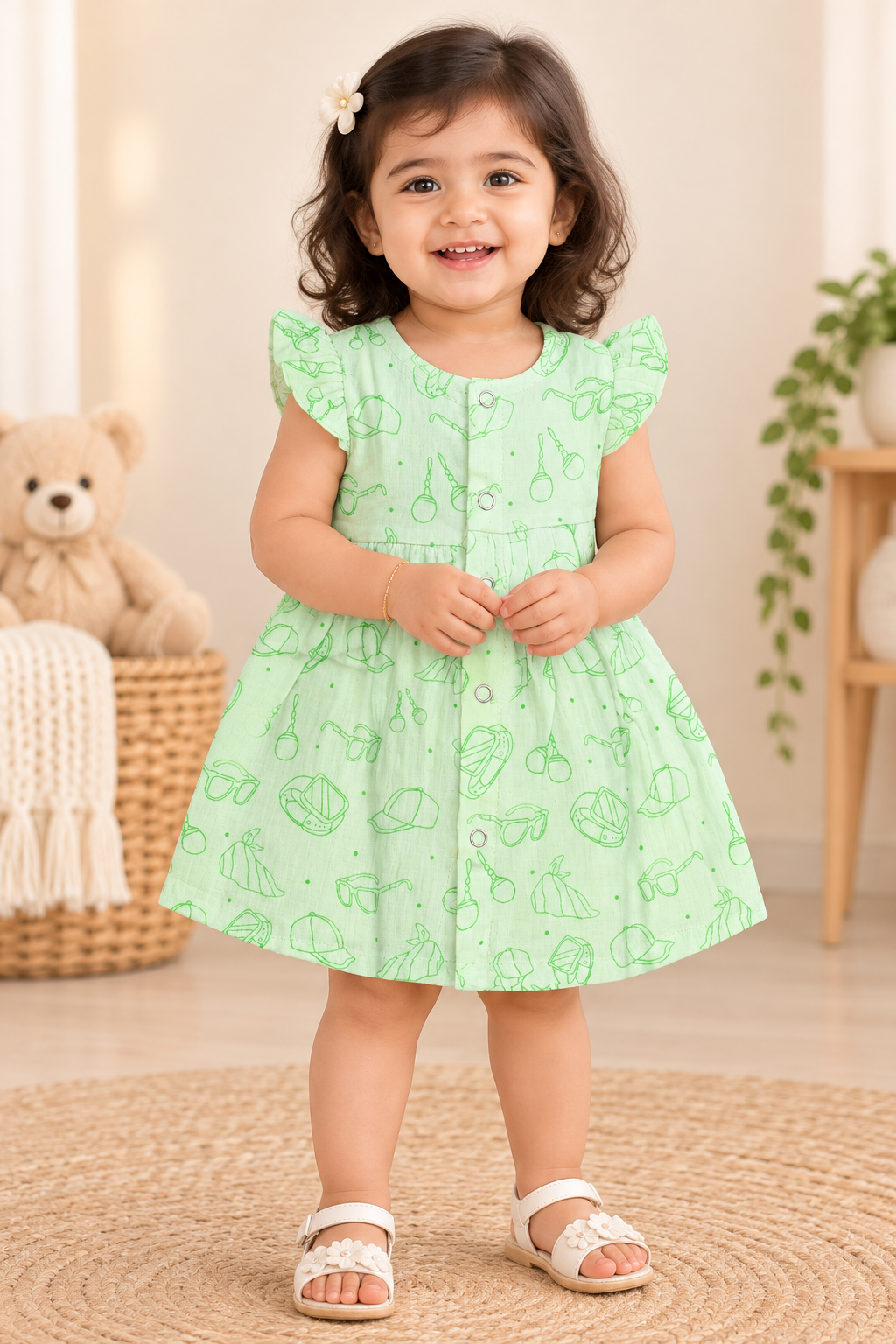 Ruffle Sleeve Baby Muslin Frocks