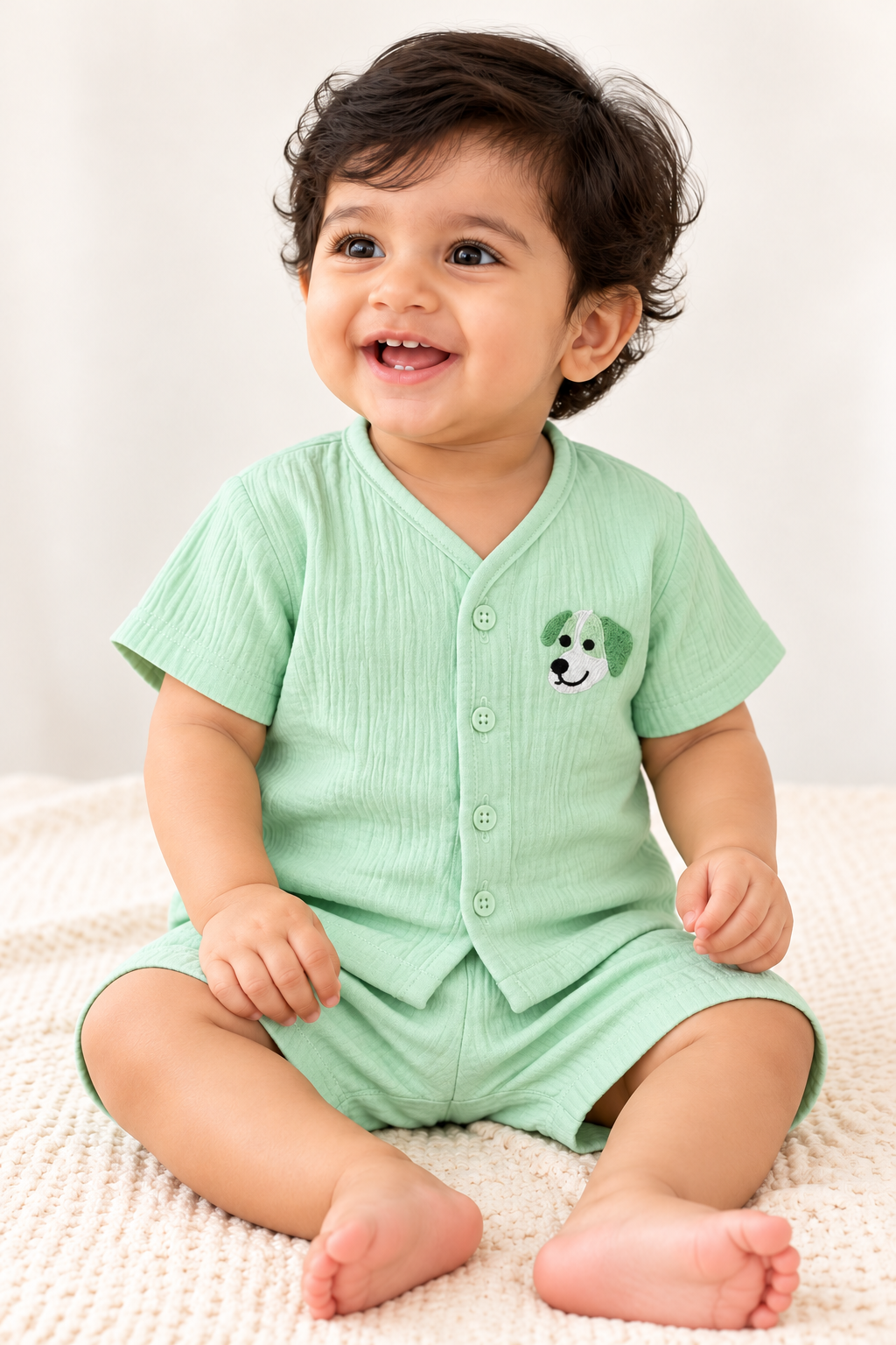 Muslin Baby Co-Ord Set – Short Sleeve Shirt & Shorts