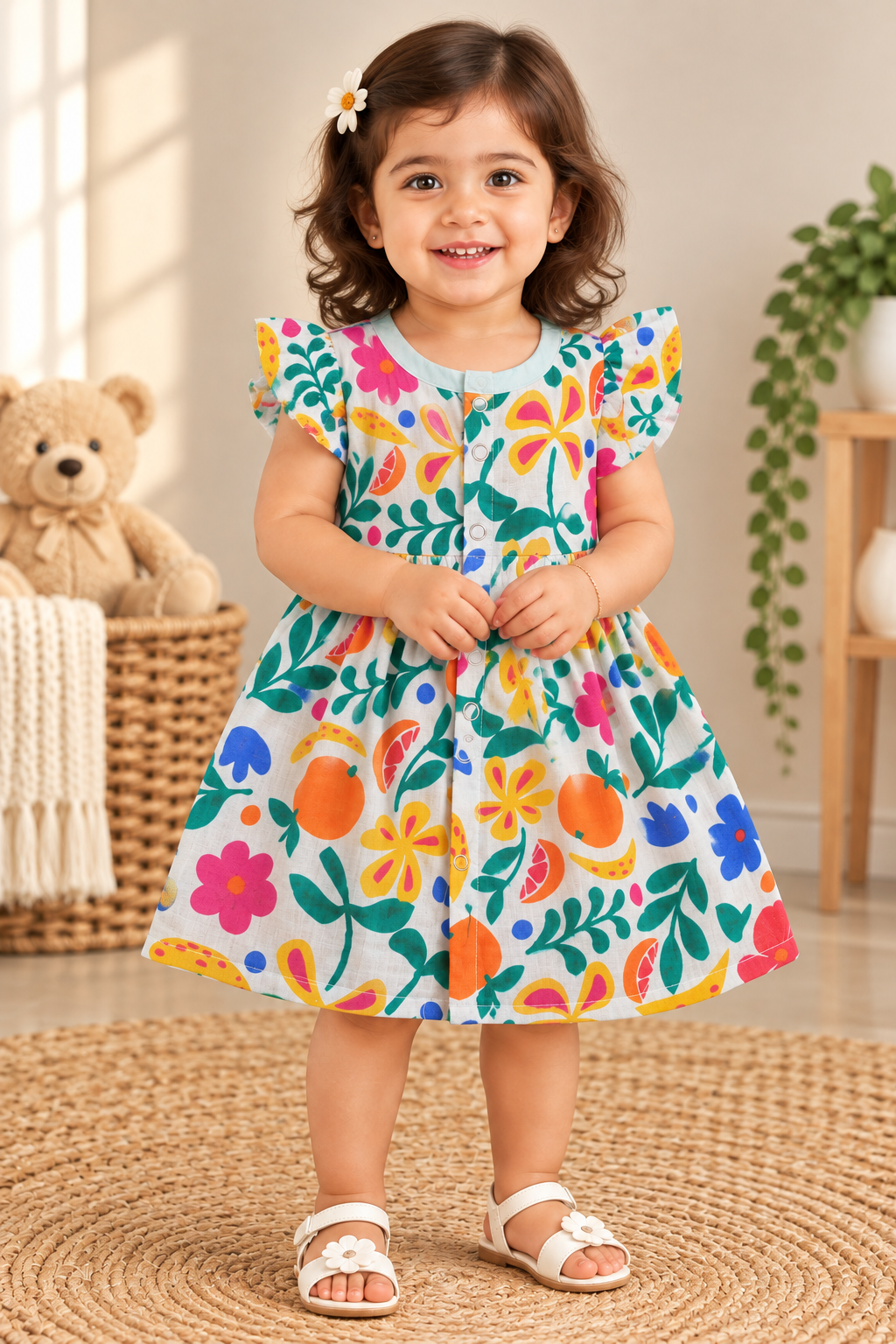 Ruffle Sleeve Baby Muslin Frock