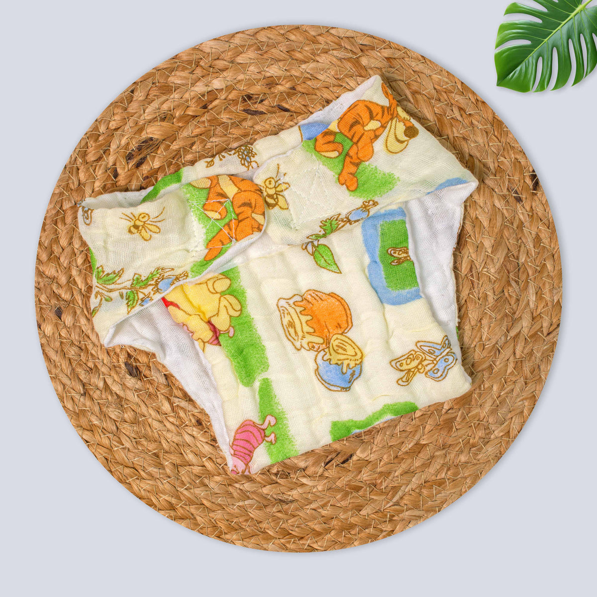 Printed Muslin Baby Nappy with Velcro – Soft & Breathable