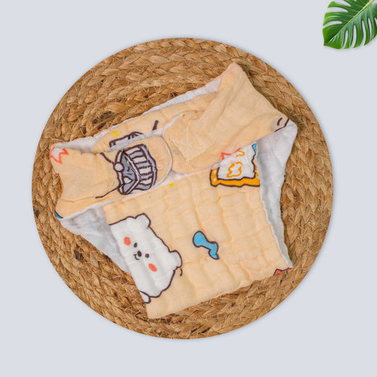 Printed Muslin Baby Nappy with Velcro – Soft & Breathable
