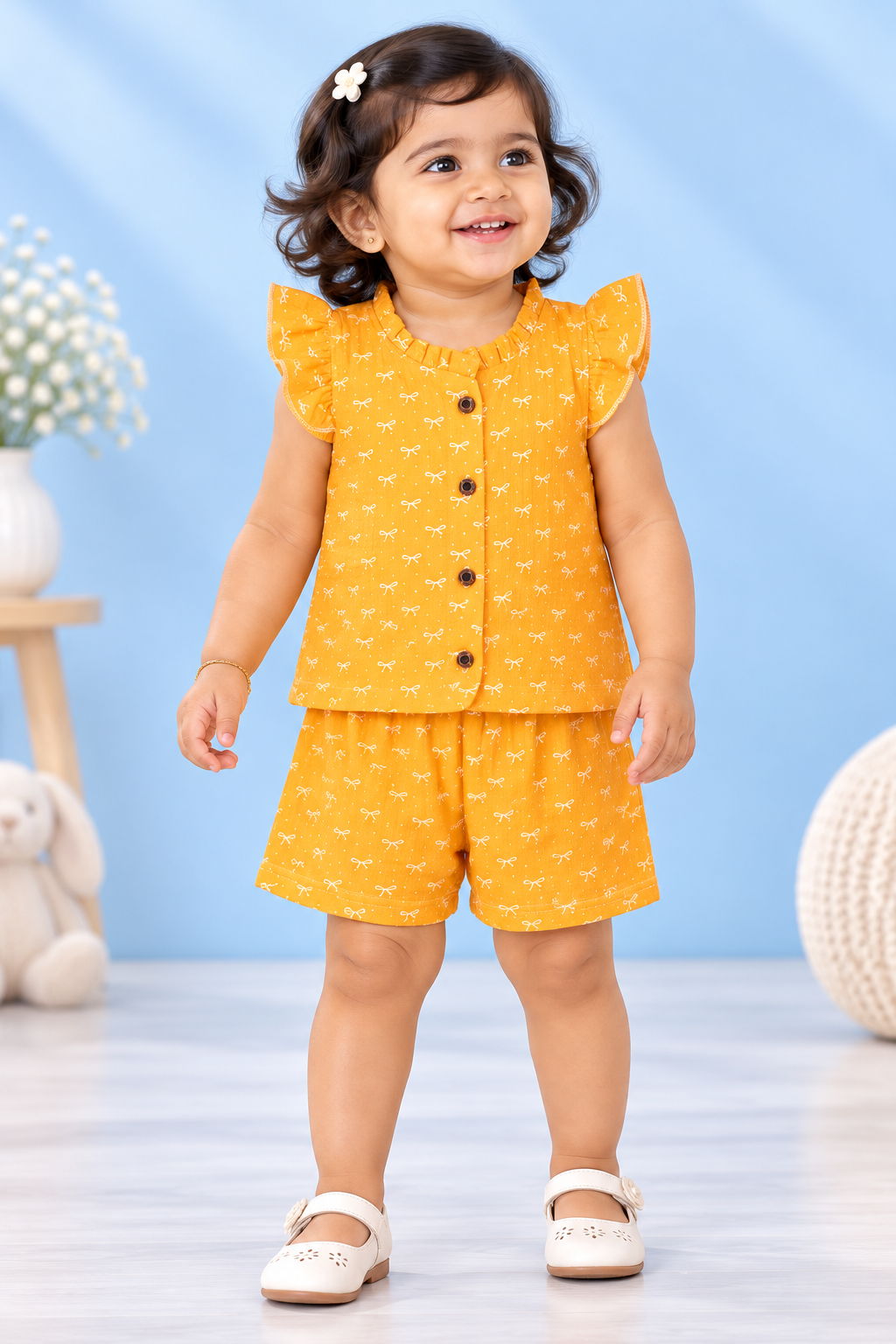 Girl Baby Muslin Co-Ord Set - Double Layer