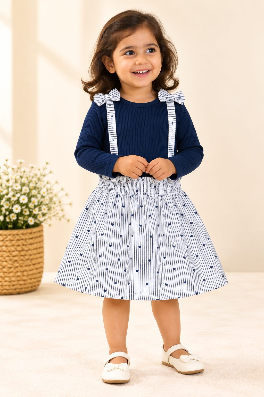 Girls Full Sleeve Ribbed Frock