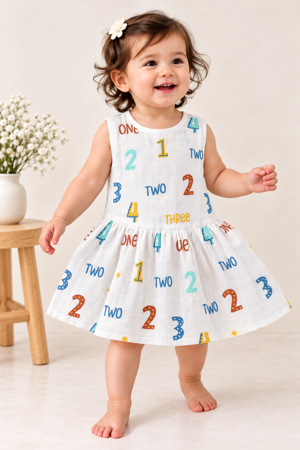 Sleeveless Muslin Frock