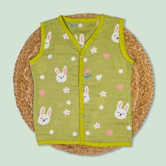 Olive Bunny Cotton Muslin Jabla (9-12 months)