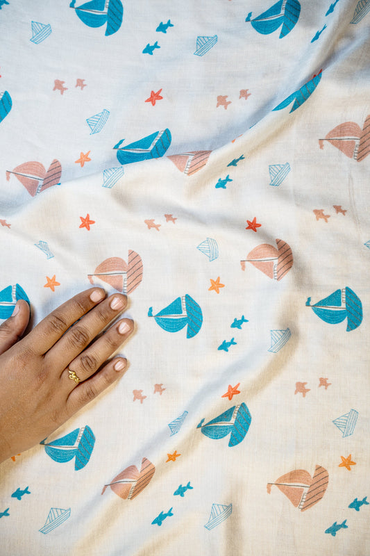 Sailboy Organic Bamboo Muslin Swaddle Blanket 100x100 cm